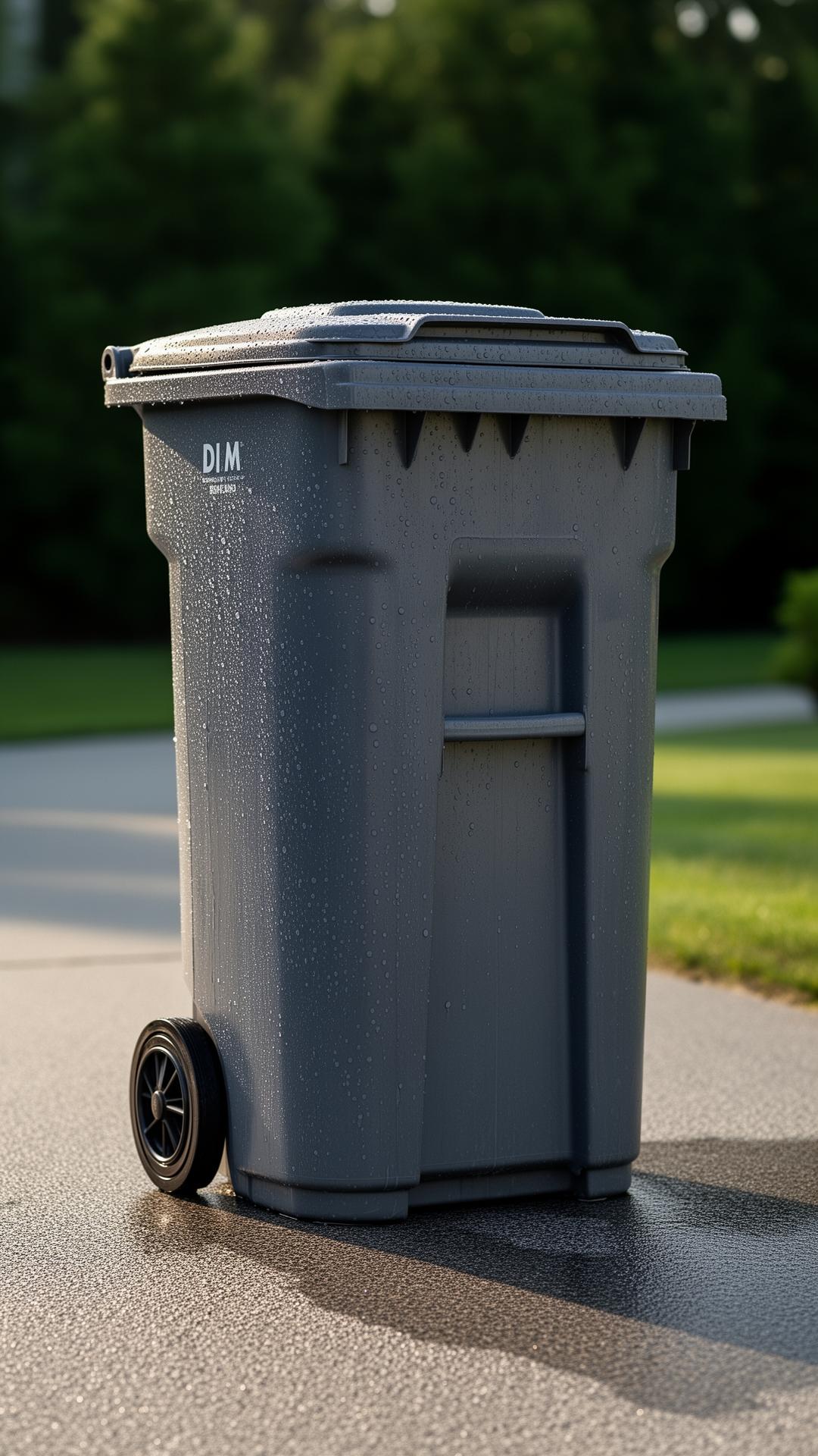 Sparkling clean black trash bin after Clean Sweep service